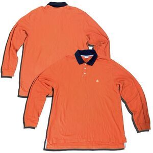 Brooks Brothers Men's Polo Long Sleeve Shirt L Performance Orange 100% Cotton